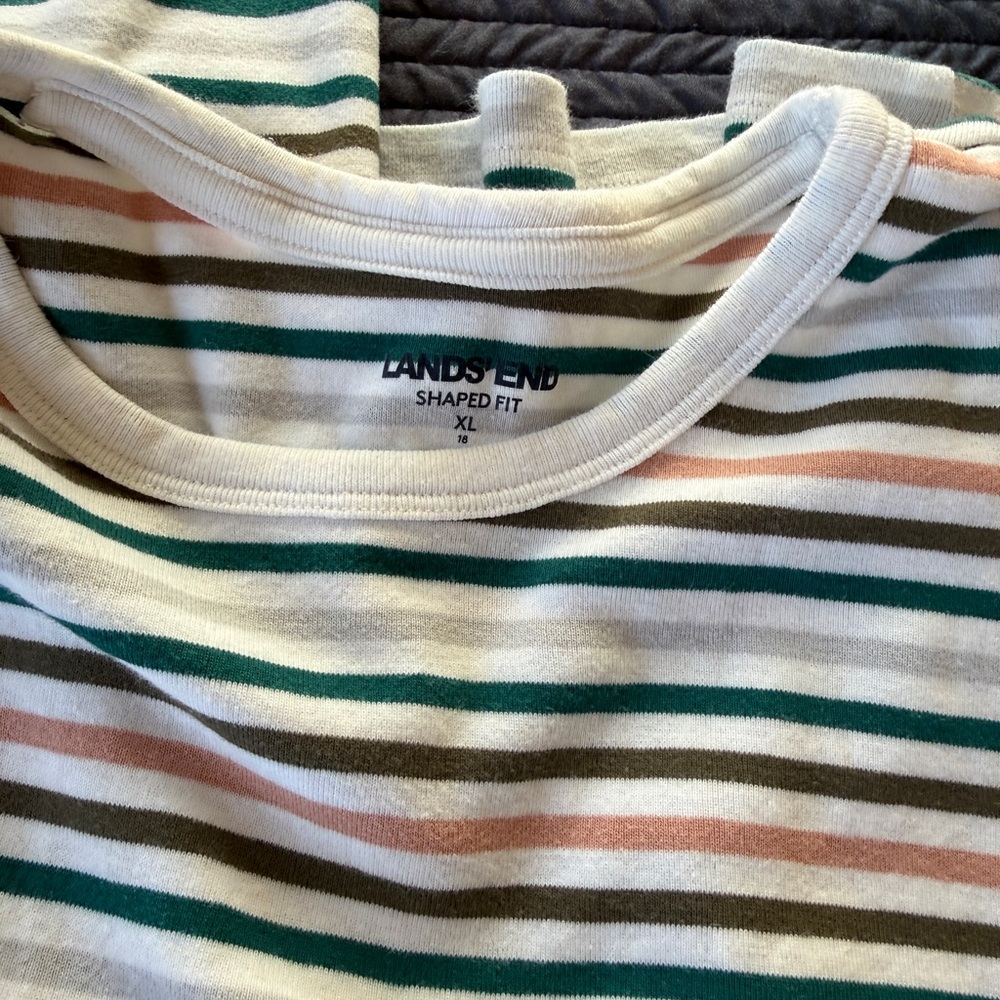 Lands' End women’s set of two XL Multicolor Striped Tees - Picture 9 of 9